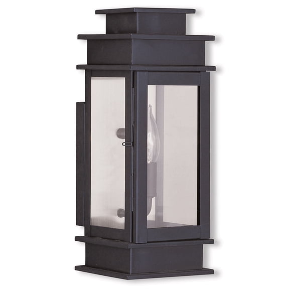 5.5 inch 1 Light Bronze Outdoor Wall Lantern with Clear Glass Shade backed with Hand Crafted Solid Brass material for patio, front porch, entryway and more