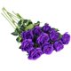 thumbnail image 1 of 10 piezas de flores de seda de rosas artificiales, ramos de novia de rosas florecientes falsas para boda oso de fresa  Hogar, 1 of 5