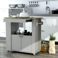thumbnail image 2 of Astor 35" Kitchen Wood Storage Serving Cart - Brown Oak, Grey, 2 of 7