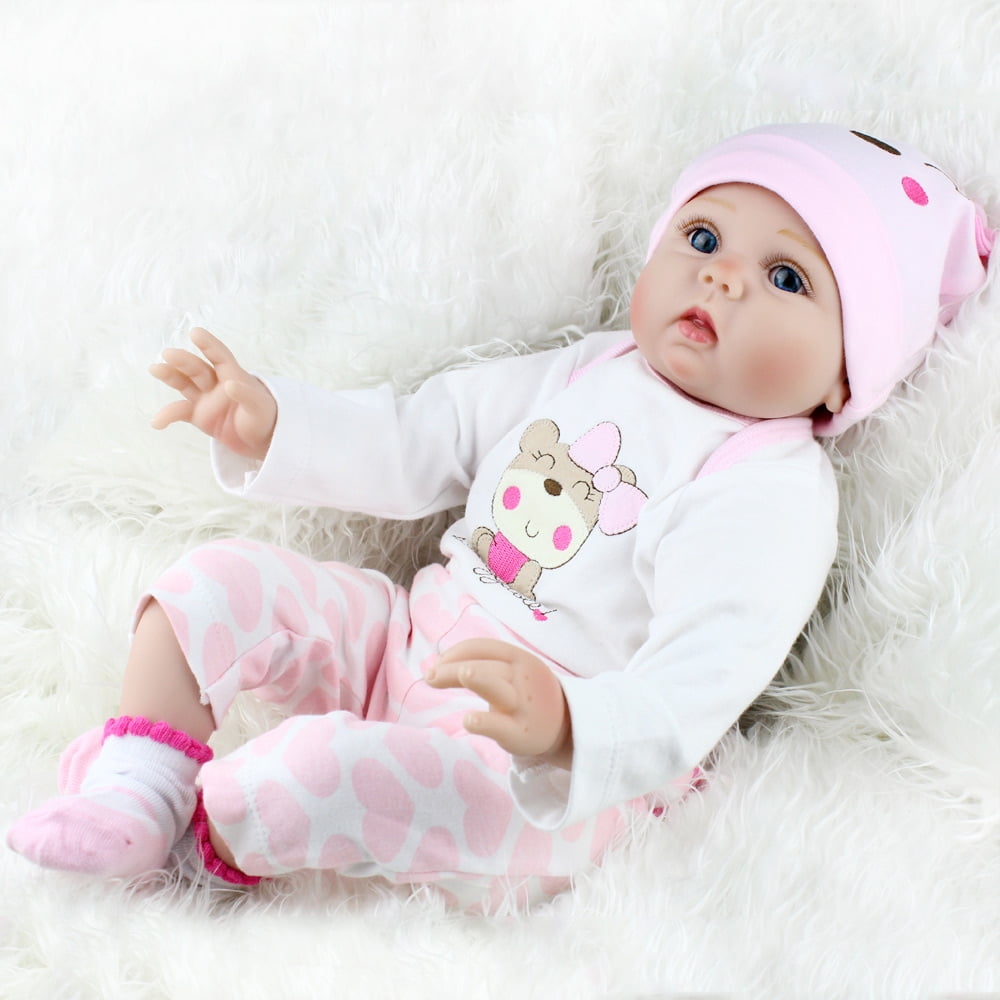 Handmade 22inch Reborn bABY Dolls Adorable Newborn Girl Doll Soft Cloth Body with Accessories