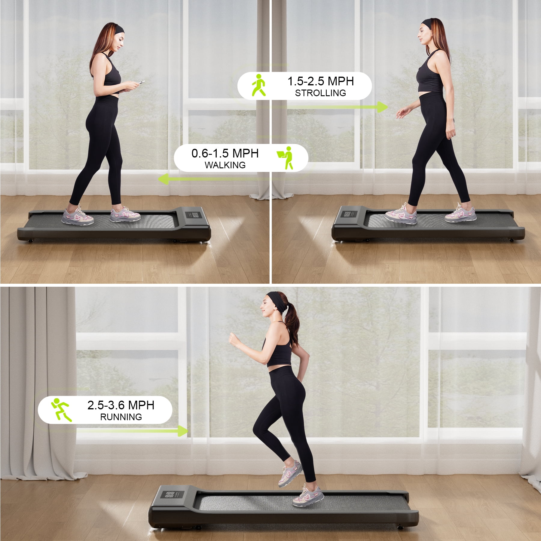 Walking Pad,Under Desk Treadmill with Rewards Program, Quick Setup, 2.5HP, APP/Remote Control, LED Display, 300 lbs Capacity