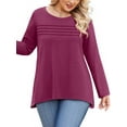 thumbnail image 2 of WellSize Plus Size Women Tunic Tops Casual Crew Neck Long Sleeve Blouses Dressy Pleated Fall Shirts, 2 of 9