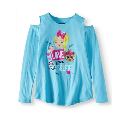 Nickelodeon JoJo Siwa Cold Shoulder Long Sleeve Graphic T-Shirt (Little Girls & Big (Best Christmas Gifts For Little Girls)