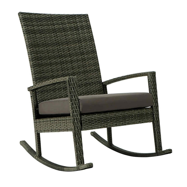 Outdoor Rocking Char Garden Rocker Chair Ranttan Glider Rocker Chair with Cushion Metal Frame Ranttan Rocking Chair for Indoor Outdoor Patio Dark Gray