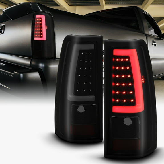 2003-2006 Chevy Silverado 1500 2500 3500 Black Smoked LED Tube Tail Lights Lamps