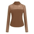 thumbnail image 6 of Gubotare Women's Sexy Sheer Long Sleeve Tops Crew Neck Mesh Ruched Going Out Shirts Blouse Date Night Outfits (Brown,L), 6 of 7