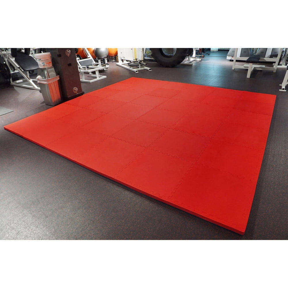 Meister X-THICK 1.5" Interlocking EVA Foam Mats - 2X Cushion for Wrestling, MMA Takedowns & Gymnastics - 2'x2' Tiles - Red - 10 Tiles (40 Sqft)