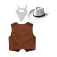 thumbnail image 4 of iEFiEL Kids Girls Boys Western Cowboy Fancy Dress Up with Suede Tassel Vest Jacket Hat Bandanna Outfit White 10, 4 of 5