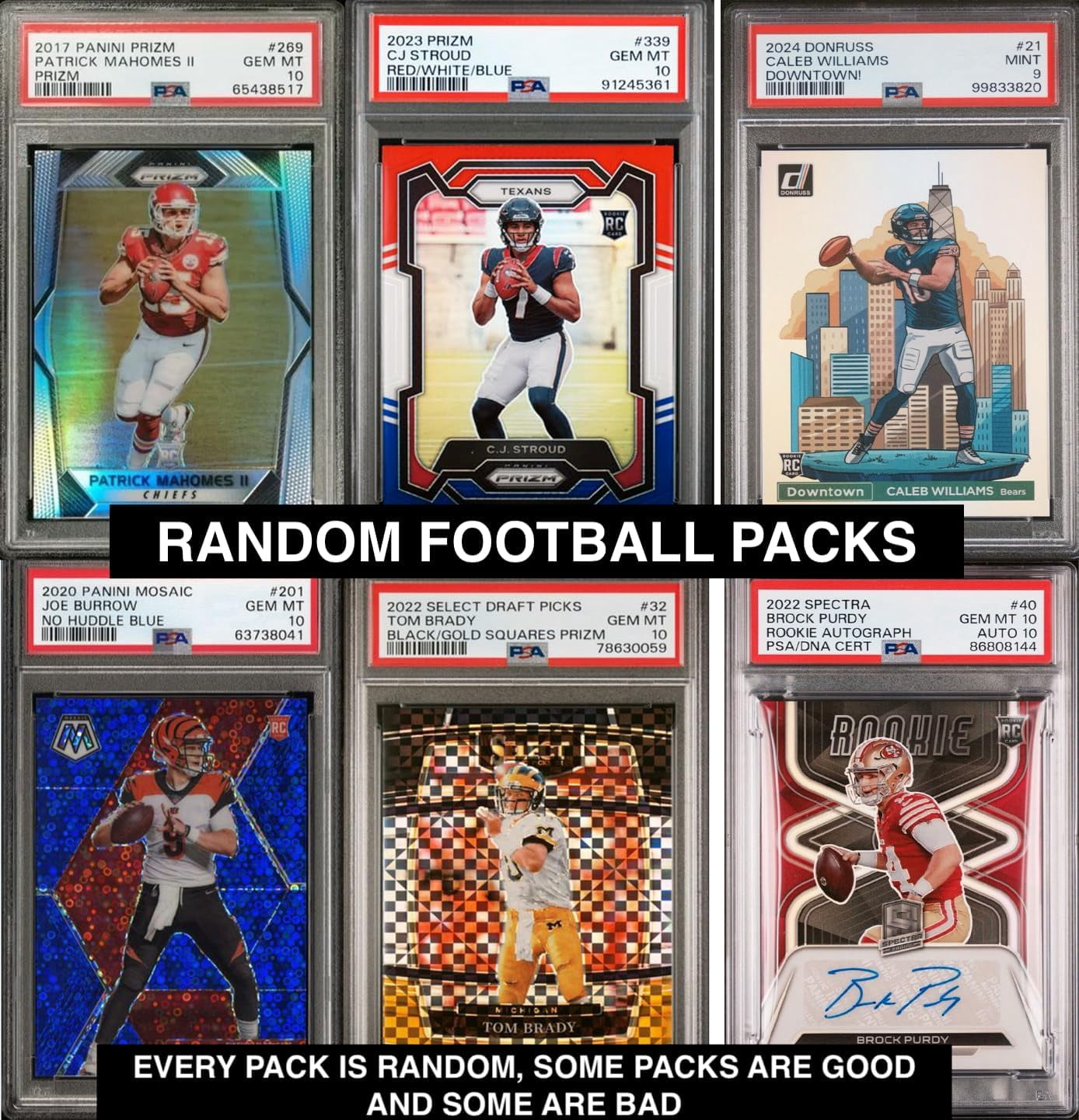 psa graded football cards for sale Amazon.com: PSA Football Graded Card Mystery Pack | PSA Graded Football Card  + 1 Sealed Pack of Cards | Grade 8+ Guaranteed main image 0