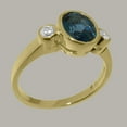thumbnail image 2 of LBG British Made 14k Yellow Gold Natural London Blue Topaz & Diamond Womens Promise Ring - 33 size options - Size 9.5, 2 of 6