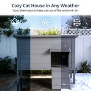 Outdoor Cat House with Removable Heating Pad, DOMIPET Heated Cat House, Waterproof Winter Shelter for Multiple Cats & Small Animals with Escape Door, Suitable for All Seasons