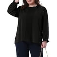 thumbnail image 1 of Blusa elegante de oficina de manga larga con puños elásticos para mujeres de tallas grandes Agnes Orinda 2X negra, 1 of 6
