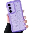 thumbnail image 3 of for Galaxy S21+/S21 Plus Case 6.7", Curly Wavy Anti-Slip Grip Design Transparent Bling Glitter Star Shiny Case Cute Clear Sparkly Bumper Protection Soft Phone Cover Case for Women Girls, Purple, 3 of 13