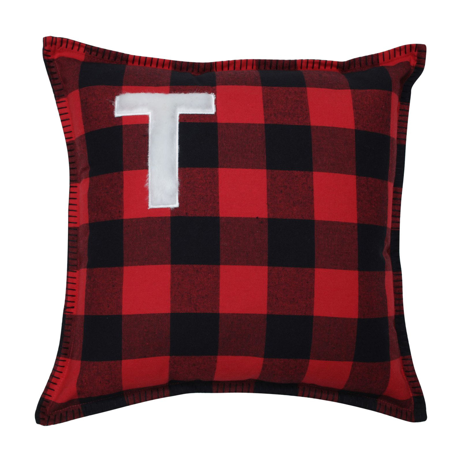 Pillow Perfect Buffalo Plaid Lettered 17 in. Throw Pillow - Walmart.com ...