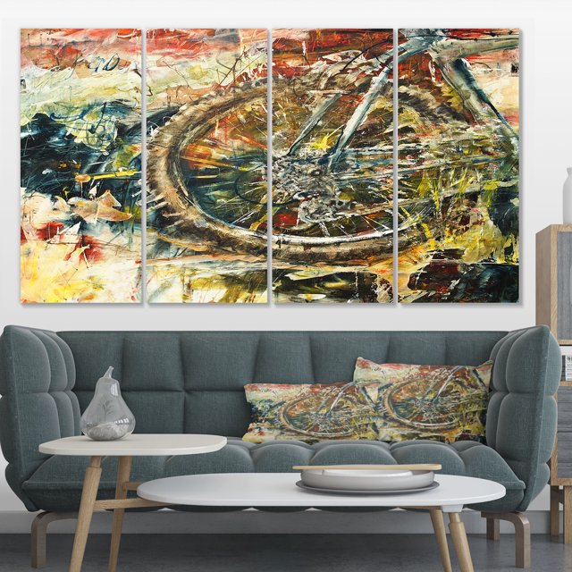 Mountain Bike Oil Painting - Abstract Canvas Artwork