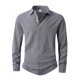 thumbnail image 2 of pstuiky camisetas de manga larga para hombre, Camisa de lino con bolsillo y solapa con botones y manga larga de color liso para hombre salir tops xl, 2 of 8