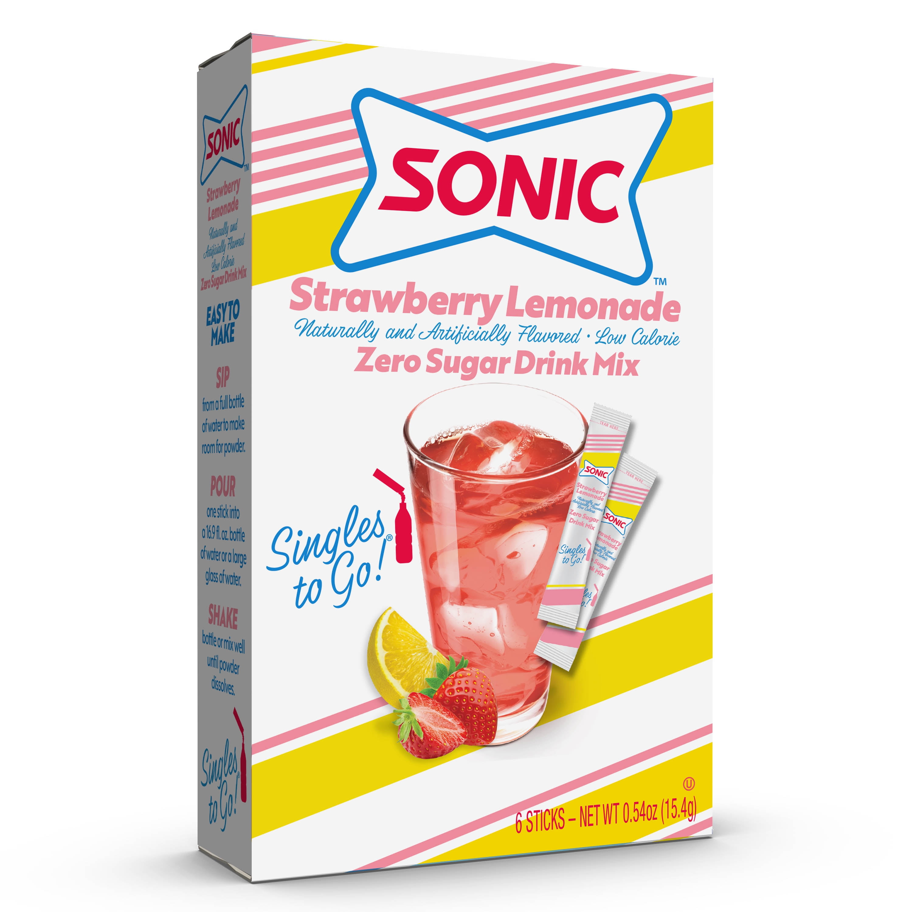 Sonic 6ct Singles-To-Go Sugar-Free Drink Mix, Strawberry Lemonade - Walmart.com