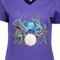 thumbnail image 4 of Inktastic Cute Blue Octopus Drumming Women's V-Neck T-Shirt, 4 of 5