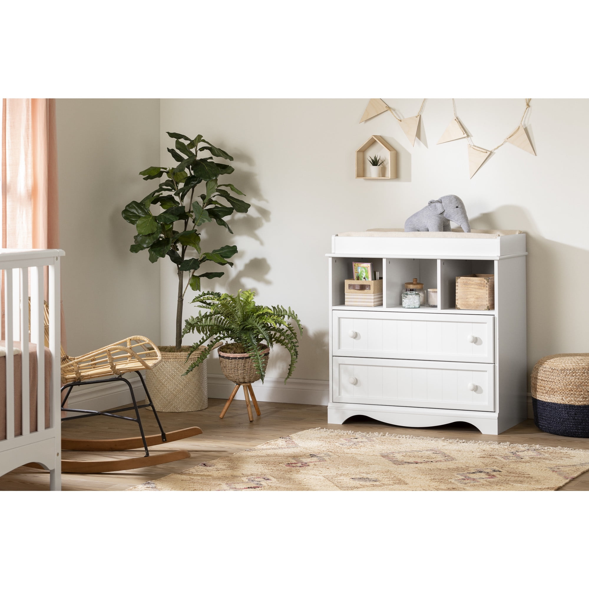 South Shore Furniture Cotton Candy Baby Nursery Changing Table with Dresser  Drawers, Pure White - Walmart.com