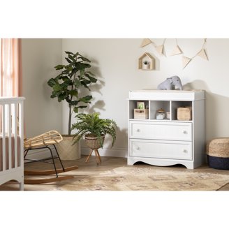 white christmas dresses Delta Children Poppy 3 Drawer Dresser with Cubbies, Grey main image 0