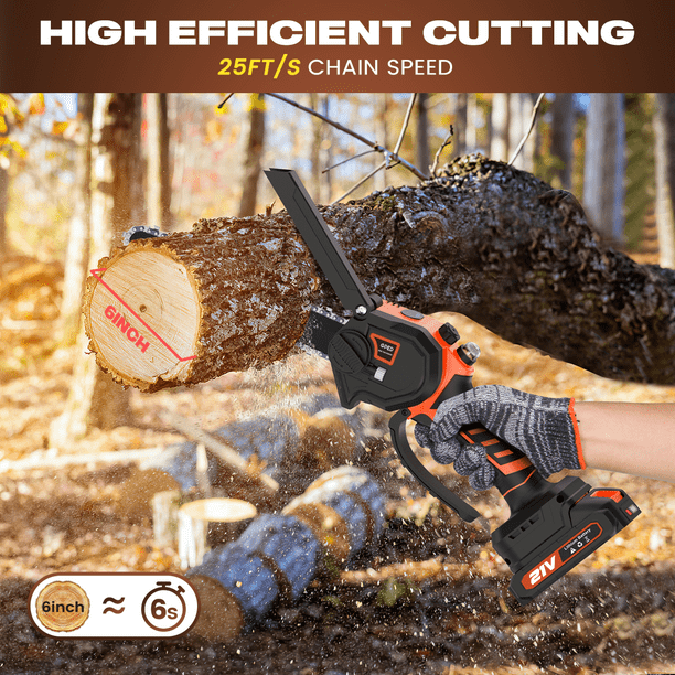 Mini Chainsaw Cordless 6 8 Inch with 2 Battery Oiler System Mini Power Chain Saw Handheld Chain Saw With Security Lock Small Electric Chainsaws For Wood Trees Cutting Orange Walmart Business Supplies