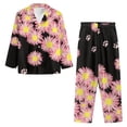 thumbnail image 3 of Kuiaobaty Pink Daisy Pattern Women's Pajamas Set Funny Rooster Pajamas Set Soft Long Sleeves Tops Button Down T-Shirts with Full Length Pants Casual Soft Home Sleepwear Nightgown White, Size L, 3 of 7