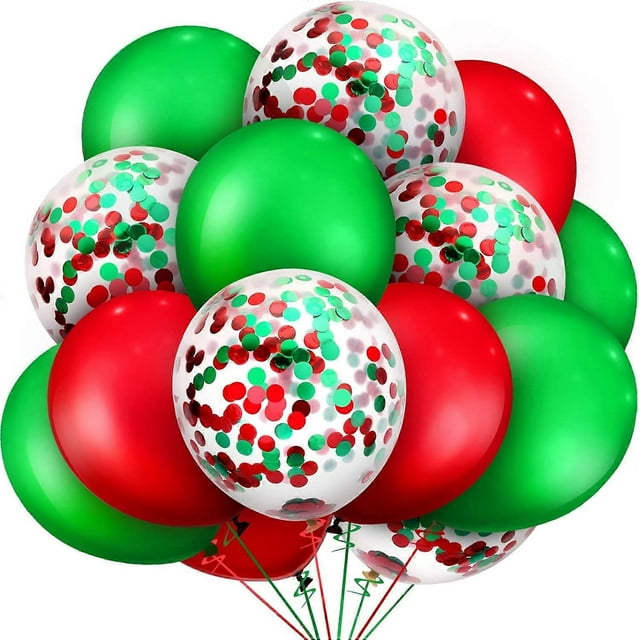 105 globos redondos de látex y confeti para Halloween, 30 cm (rojo y verde)