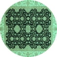 thumbnail image 1 of Ahgly Company Indoor Round Oriental Turquoise Blue Traditional Area Rugs, 6' Round, 1 of 4