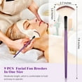 thumbnail image 2 of 9 Pieces Facial Fan Mask Brushes, Soft Facial Applicator Brushes Tools for Peel Glycolic Makeup for Mud Cream(Purple), 2 of 3