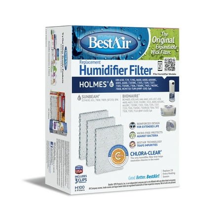 BestAir H100 Humidifier Replacement Wick Filter for Holmes models 5.8" x 7.8" x 3.4" (3 Filters)