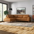 thumbnail image 3 of Milton Modern Living Room Top Leather Corner Sectional Sofa in Cognac Tan, 3 of 7