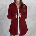 thumbnail image 3 of Oversized Button Down Shirts for Women, Yigetop Women Long Sleeve Solid Color Tops Long Loose Thin Plus Size Shirts Blouses Tops Button Up Shirt Women Red XL, 3 of 6