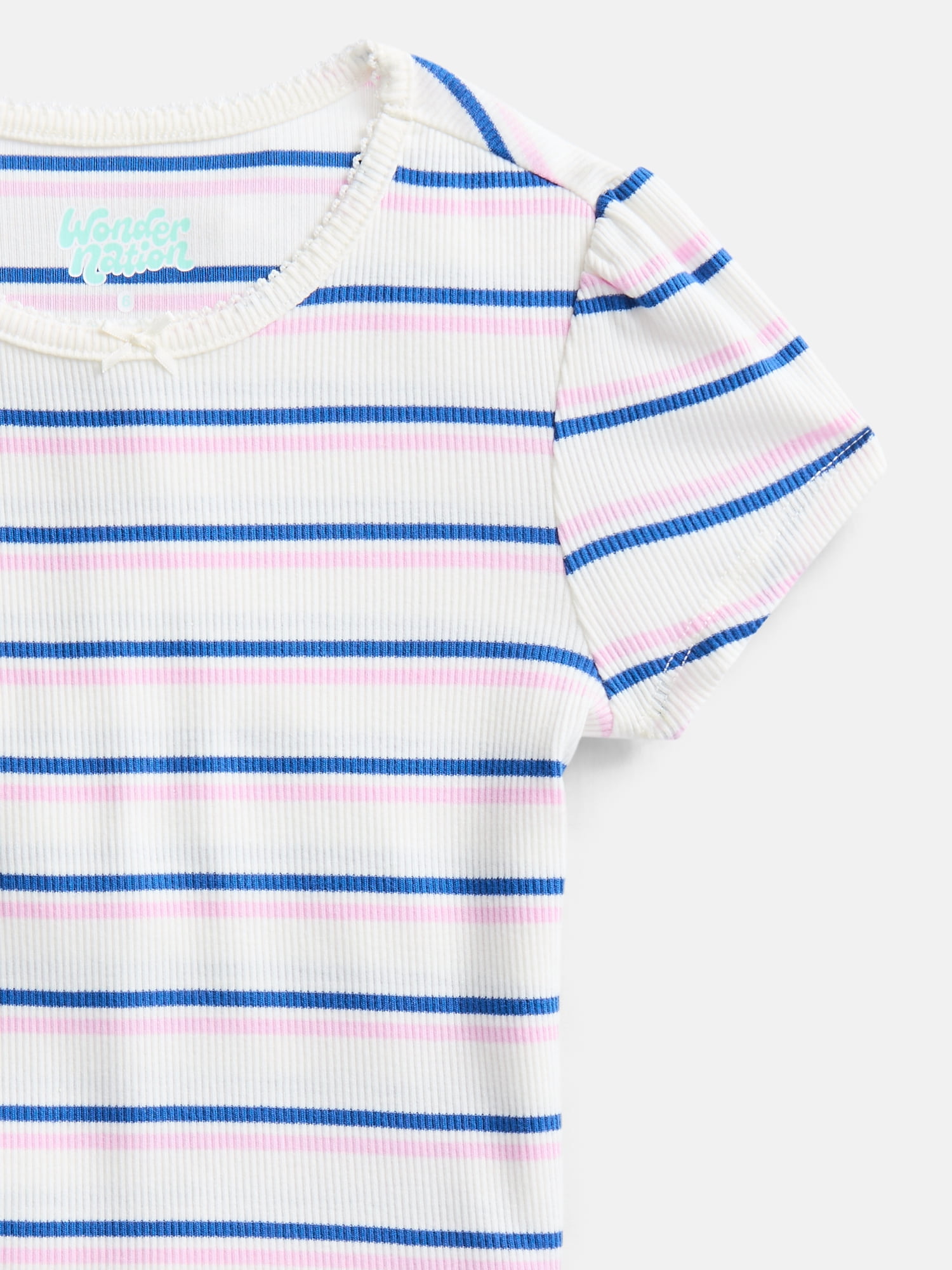 Wonder Nation Girls Baby Tee with Short Sleeves, Sizes 4-10