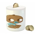 thumbnail image 3 of Gender Reveal Piggy Bank, American Girl Boy in Diaper Print, Ceramic Coin Bank Money Box for Cash Saving, 3.6" X 3.2", Pale Brown Sky Blue, by Ambesonne, 3 of 4