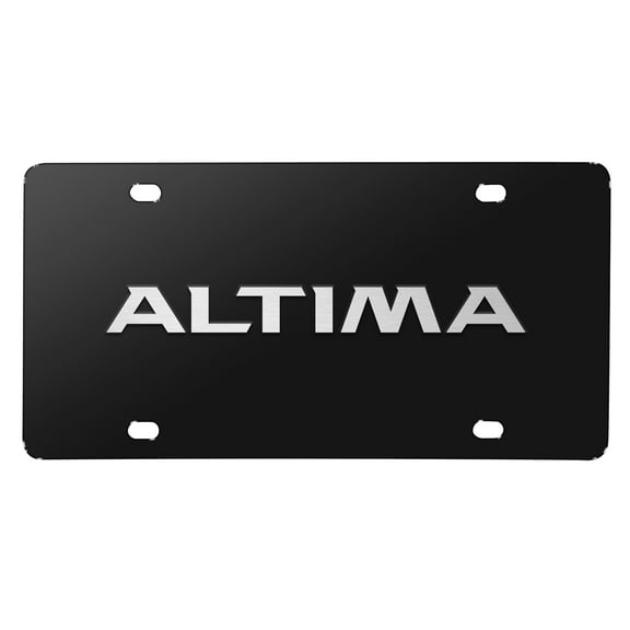 Nissan Altima 3D Brush Metal Look Logo Black Stainless Steel License Plate
