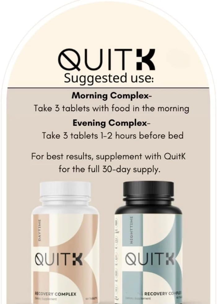 Withdrawal and Detox Support – QuitK Recovery Complex – Sleep, Energy, Stress, Mood, & Craving Support – Daily Supplement - Magnesium Glycinate, Ashwagandha, GABA, L-Theanine, Agmatine & More