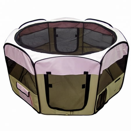 Best Choice Products 45in Cloth Pet Playpen w/ Zippered Doors, Carrying Case, Cover, Storage Bags, Folding Design - Pink