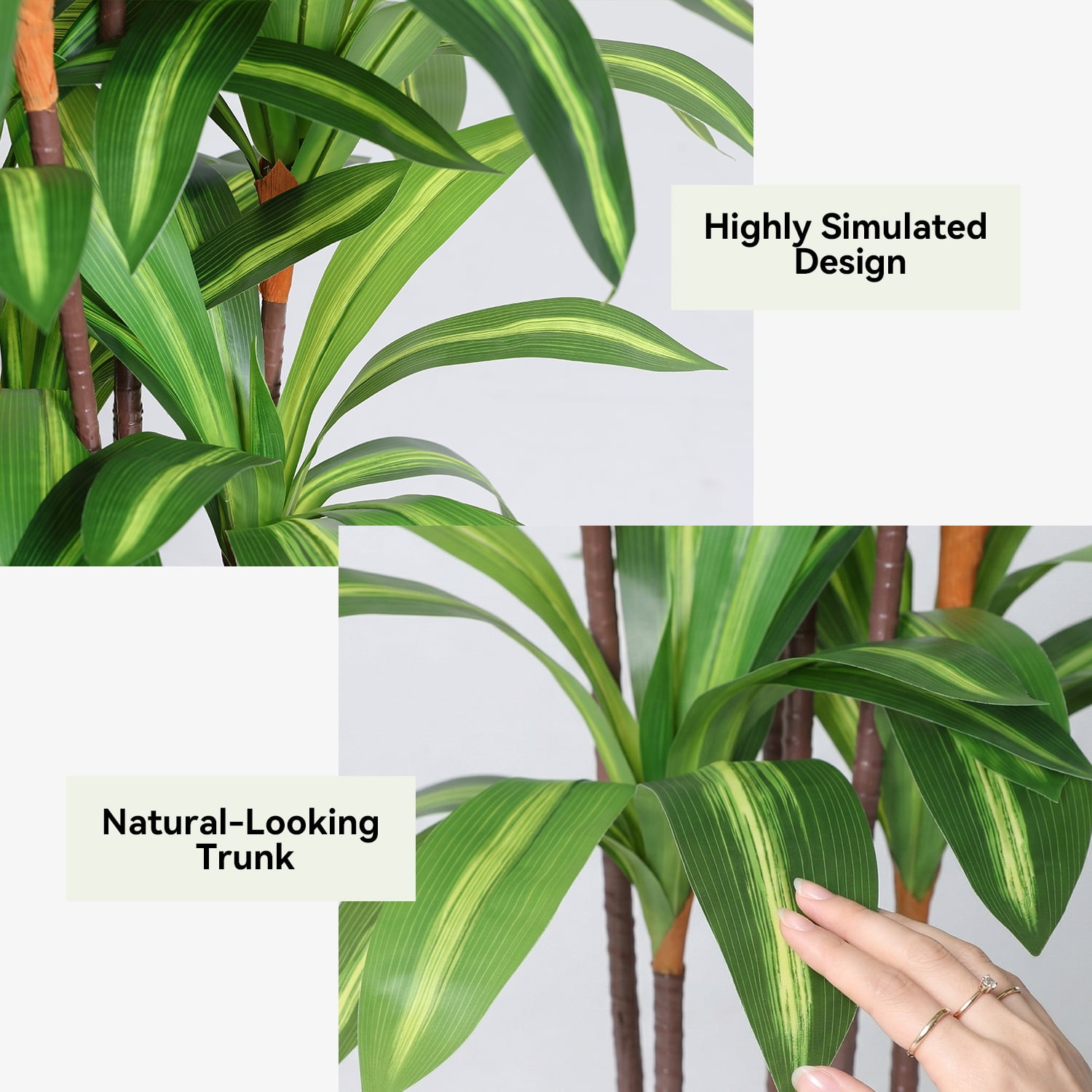NOVAROOT Artificial Dracaena Tree 5FT, Faux Tree with Black Tall Planter, Fake Tropical Floor Plant, Artificial Silk Tree for Home Office Living Room Decor Indoor