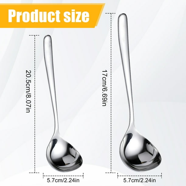 Advancent Cuchara de sopa con mango largo, cuchara de acero inoxidable resistente al calor, resistente y duradera, 2 pack/lote Mostrada