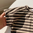 thumbnail image 6 of Hduncf Kids Cotton Clothes Summer Boys Girls Stripe Outfit Set Short Sleeve T-Shirt & Shorts Set 18 Months-10 Years Brown 9 Years, 6 of 9