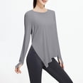 thumbnail image 6 of FNFYFH Long Sleeve Workout Tops for Women with Thumb Holes Side Split Loose Fit Gym Yoga Shirt Ice Silk Sun Protection Shirts, 6 of 8