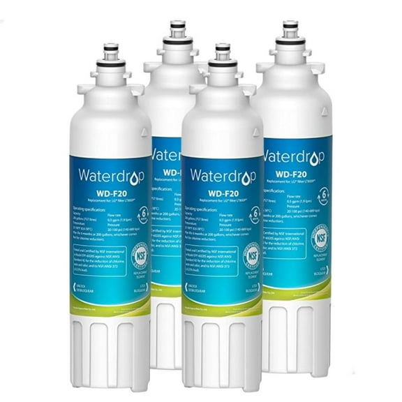 Waterdrop ADQ73613401 Replacement for LG®, ADQ73613402, ADQ73613408, ADQ75795104, Kenmore 9490, LSXS26326S, LMXC23746S, LSXS26366S, LSXS26386D, Refrigerator Water Filter, WD-F20, Pack of 4