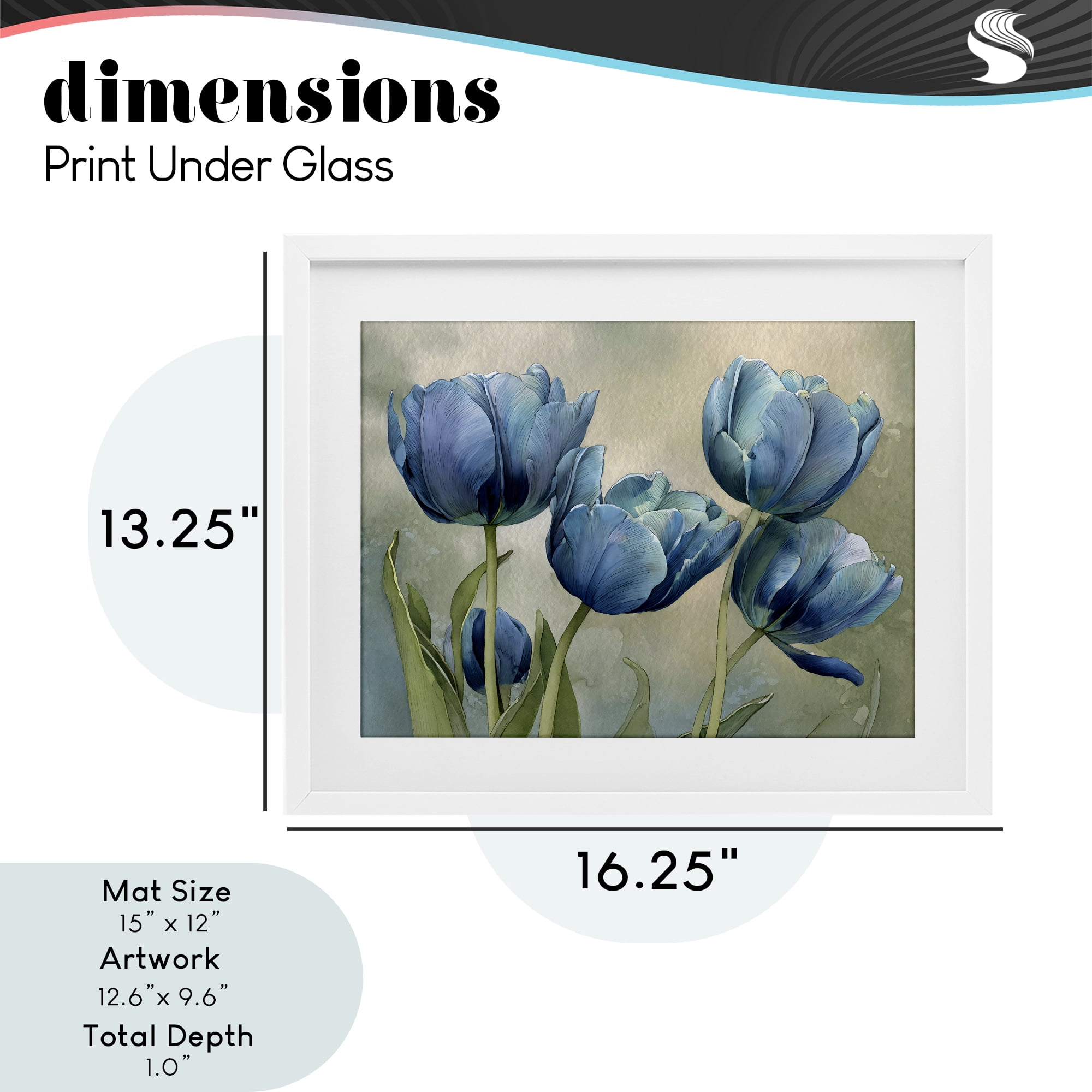 Stupell Industries Drawn Blue Tulip Flowers White Framed Print Under Glass, design by Franklyn Gregory