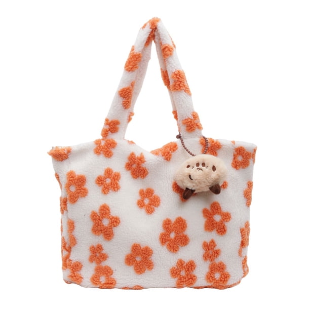 Y2K Bolso Mano Peludo Hombro Esponjoso Gran Capacidad Mujeres