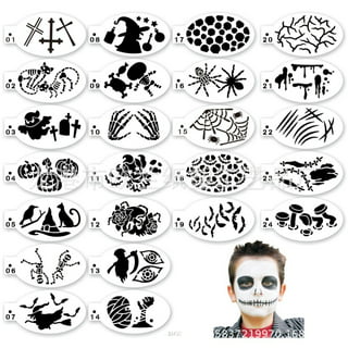 Olgaa Face Paint Stencils 17pcs Reusable Face Painting Stencils with 4  Sheet Painting Stickers and 1pcs Rhinestone Bling Sticker