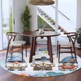 thumbnail image 4 of Ocean Gnome Round Living Room Rugs 7 ft, Nautical Shell Sea Star Flag Flower Blue Gradient Washable Area Rug with Non-Slip Sturdy Edge Binding Round Carpet for Kitchen Office Bedroom, 4 of 9