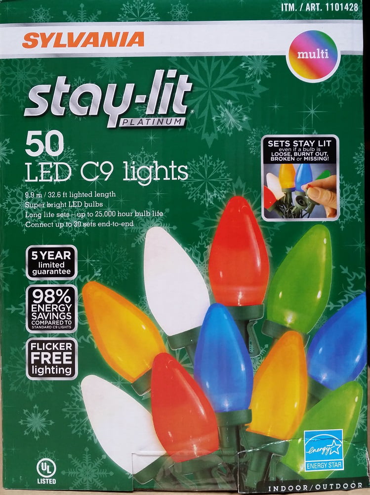 Sylvania Stay-lit 50 LED Multicolored String C9 Lights 1101428 