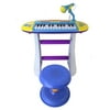 Portable Electronic Keyboard Instrument Multi-Function Blue Toy Piano w/ Lights, Sounds, Microphone, & Chair Stool