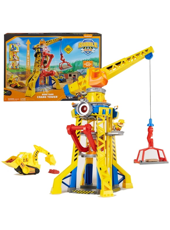 Rubble & Crew, Bark Yard Crane Tower Playset with Rubble Action Figure and Vehicle, for Kids Age 3 and up