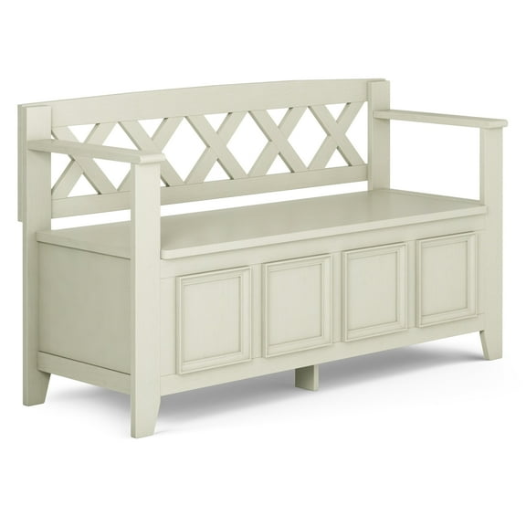 Amherst 48 inch Wide Solid Wood Transitional Entryway Bench in Antique White